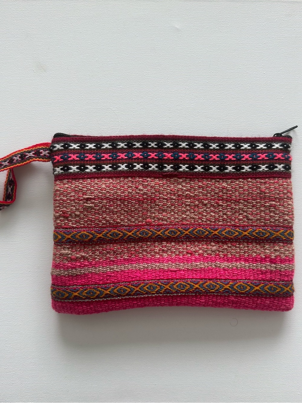 Handwoven Pink Tribal Wristlet Clutch from Peru
